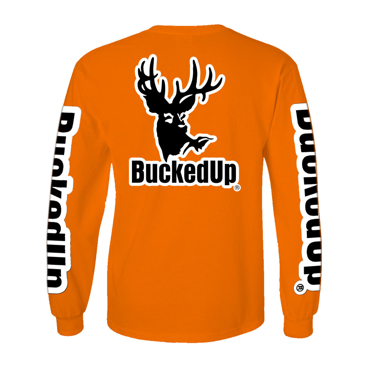 Long Sleeve Safety Orange with White BuckedUp® Logo - BuckedUp Apparel