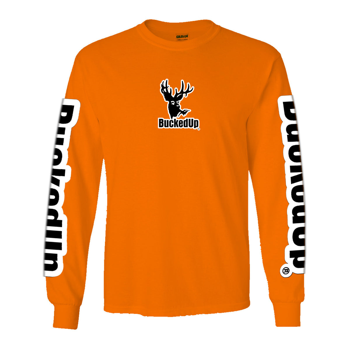 Long Sleeve Safety Orange with White BuckedUp® Logo - BuckedUp Apparel
