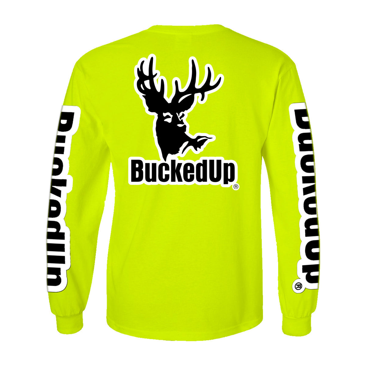 Long Sleeve Safety Green with White BuckedUp® Logo - BuckedUp Apparel