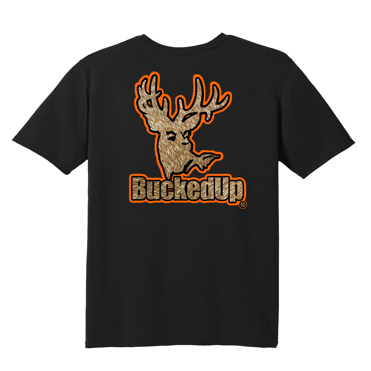 Short Sleeve Black with Orange Buckskin BuckedUp® Logo - BuckedUp Apparel