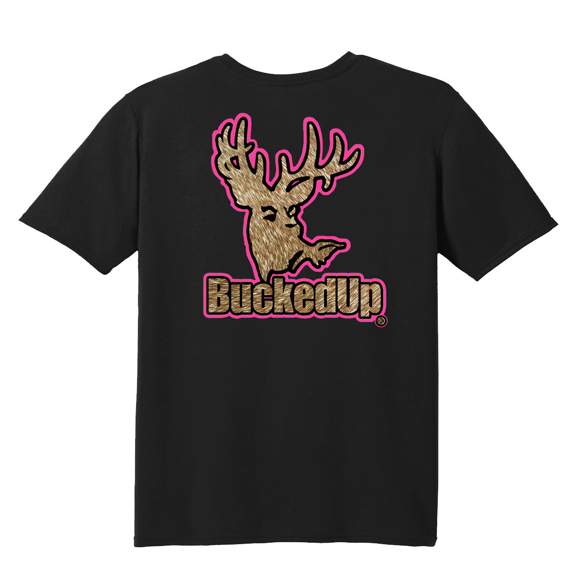 Short Sleeve Black with Pink Buckskin BuckedUp® Logo - BuckedUp Apparel