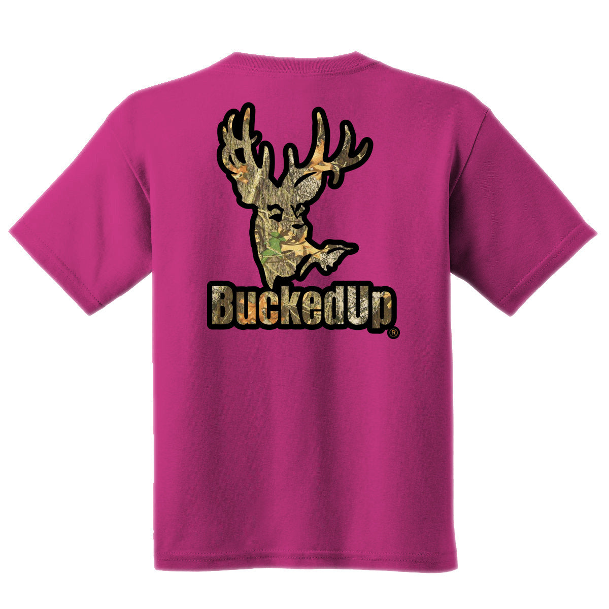 Short Sleeve Berry with Black-Camo BuckedUp® Logo - BuckedUp Apparel