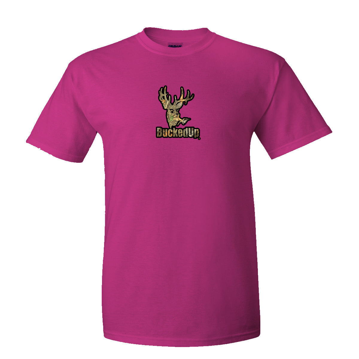 Short Sleeve Berry with Black-Camo BuckedUp® Logo - BuckedUp Apparel