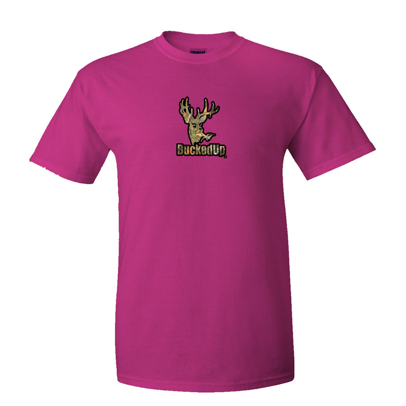 Short Sleeve Berry with Black-Camo BuckedUp® Logo - BuckedUp Apparel