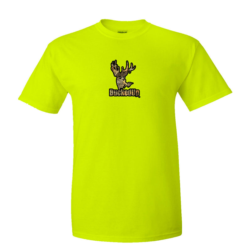 Short Sleeve Safety Green with Black-Camo BuckedUpĀ® Logo - BuckedUp Apparel