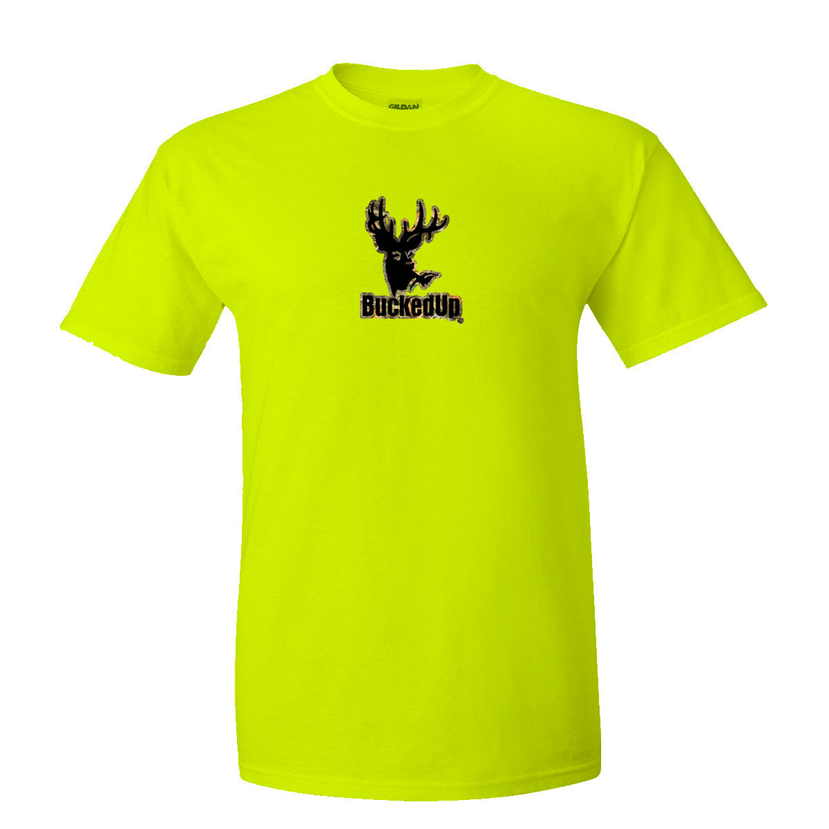 Short Sleeve Safety Green with Camo-Black BuckedUp® Logo - BuckedUp Apparel