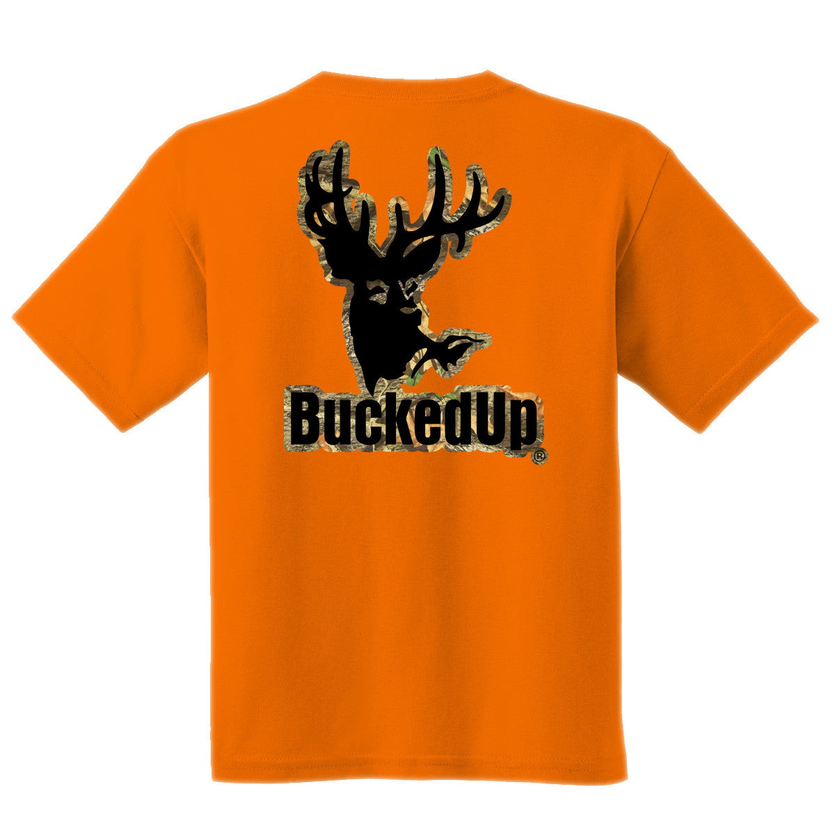 Short Sleeve Orange with Camo-Black BuckedUpĀ® Logo - BuckedUp Apparel