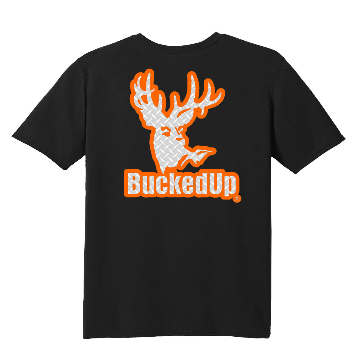 Short Sleeve Black with Orange Diamond Plate BuckedUp® Logo - BuckedUp Apparel