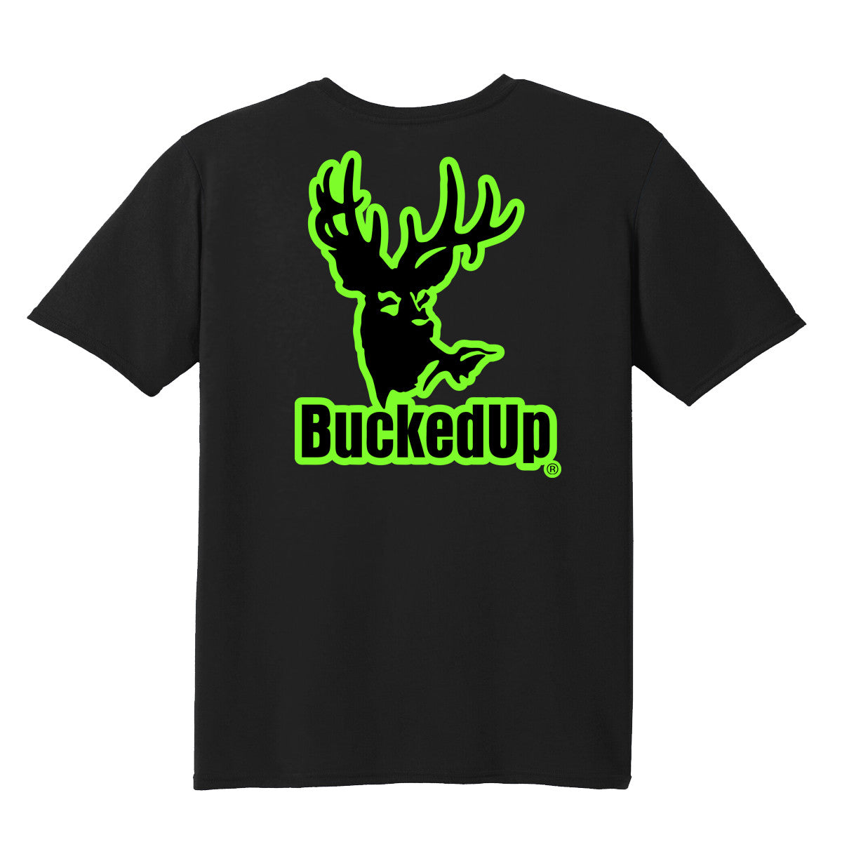 Youth Short Sleeve BuckedUp® Black with Green Logo - BuckedUp Apparel