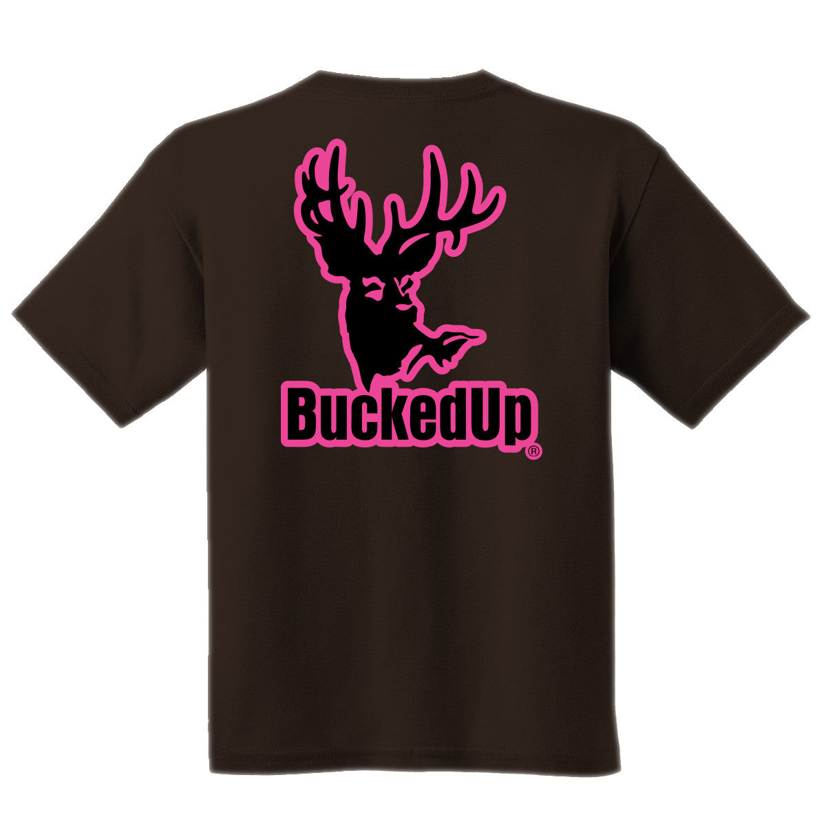 Short Sleeve Chocolate with Pink BuckedUp® Logo - BuckedUp Apparel