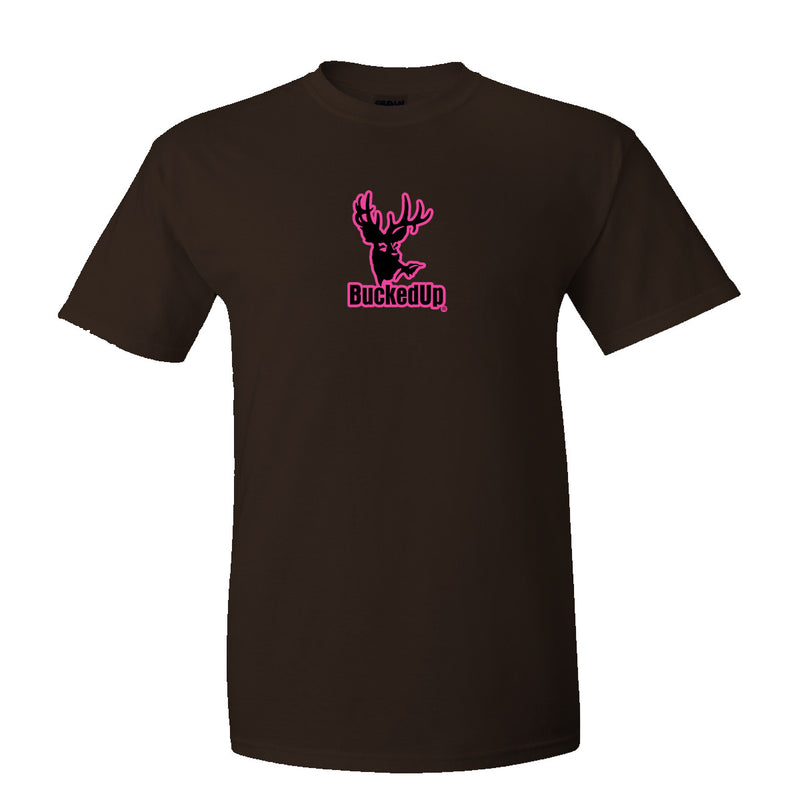 Short Sleeve Chocolate with Pink BuckedUp® Logo - BuckedUp Apparel
