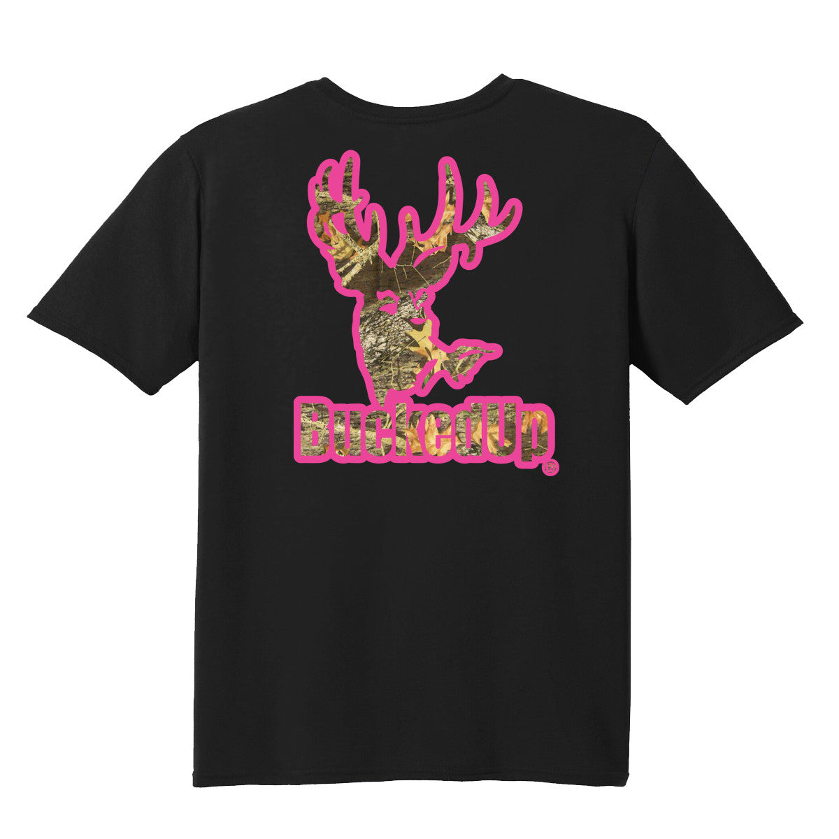 Short Sleeve Black with Pink Camo BuckedUp® Logo