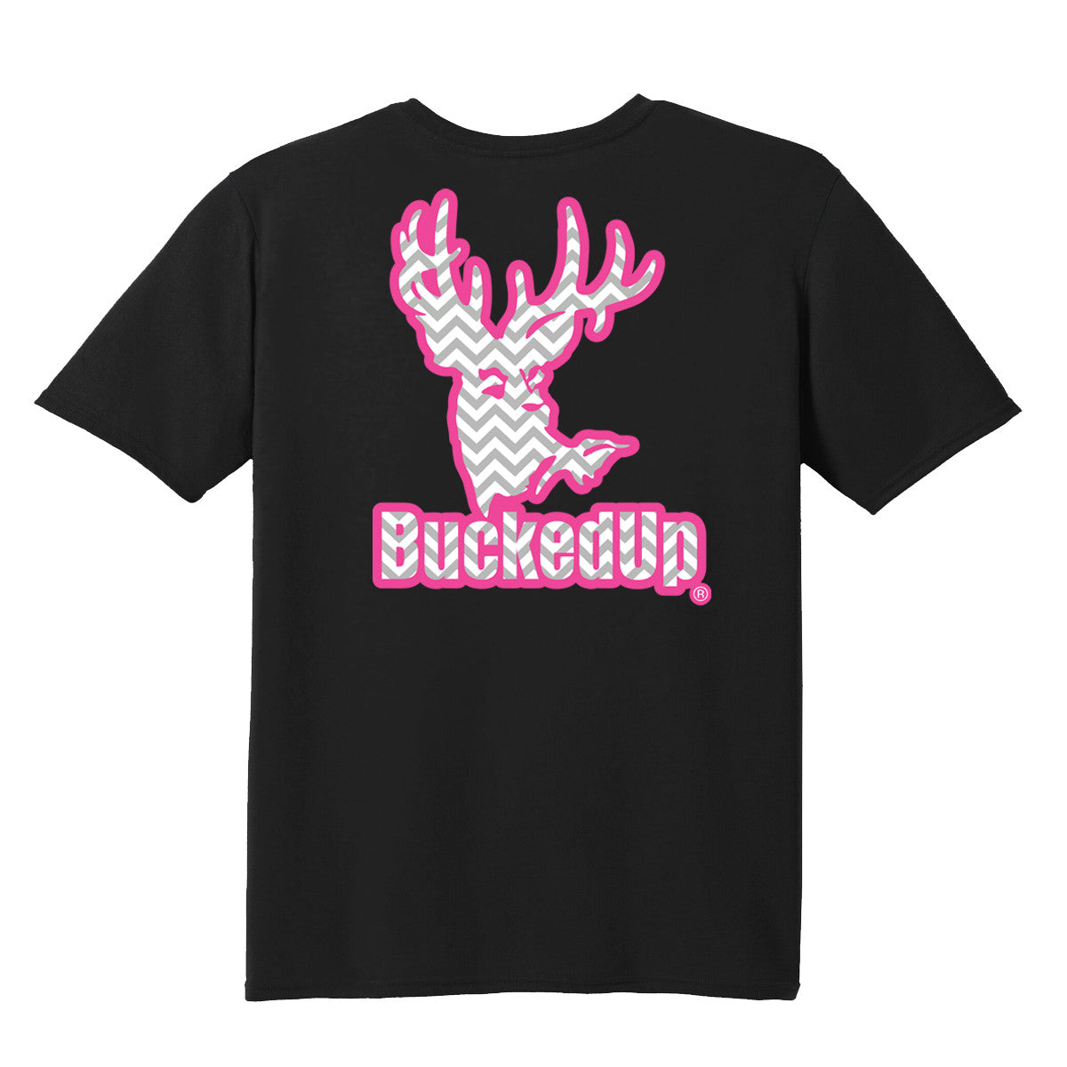 Short Sleeve Black with Pink Grey Chevron BuckedUp® Logo - BuckedUp Apparel