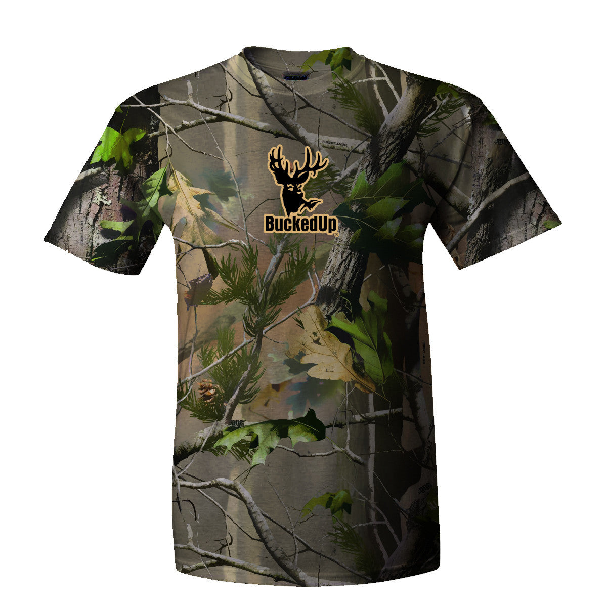 Short Sleeve Realtree APG Camo with Tan BuckedUp® Logo - BuckedUp Apparel