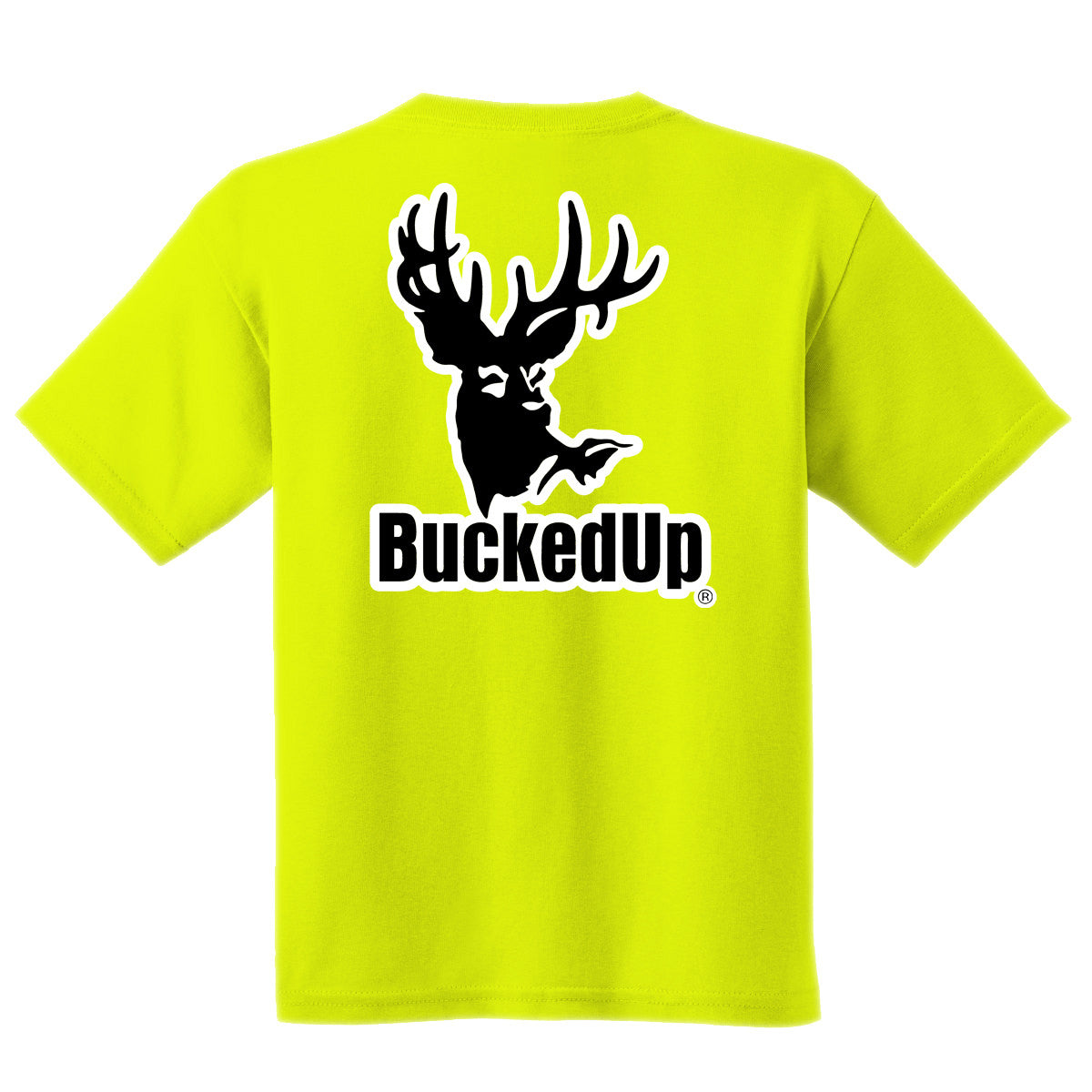 Short Sleeve Safety Green with White BuckedUp® Logo - BuckedUp Apparel