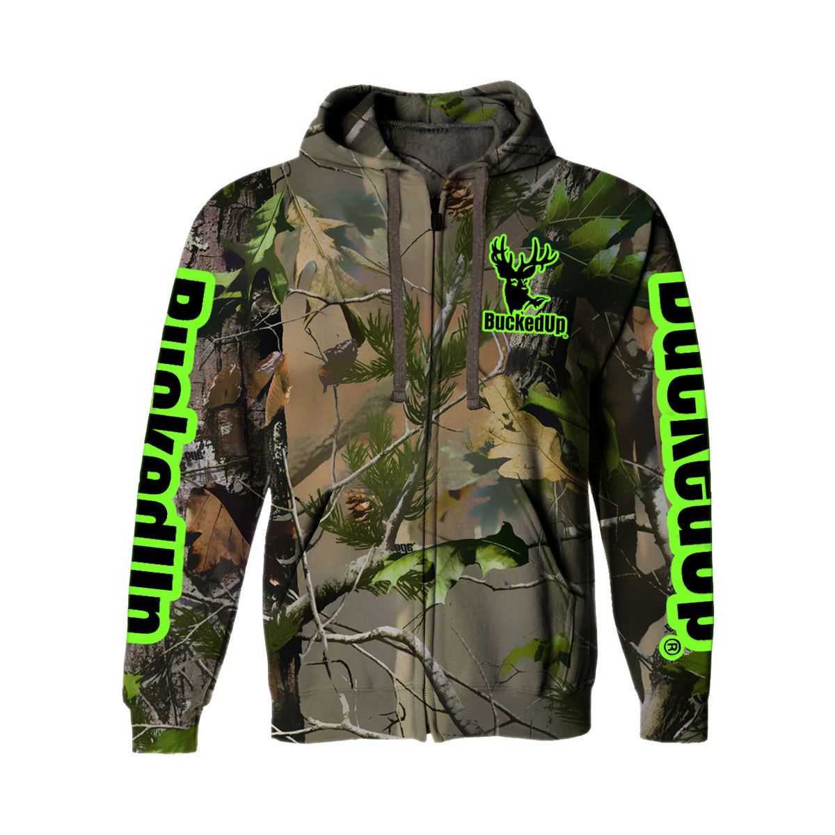 Zipper Hoodie BuckedUp® Realtree APG Camo with Classic BuckedUp® Logo - BuckedUp Apparel