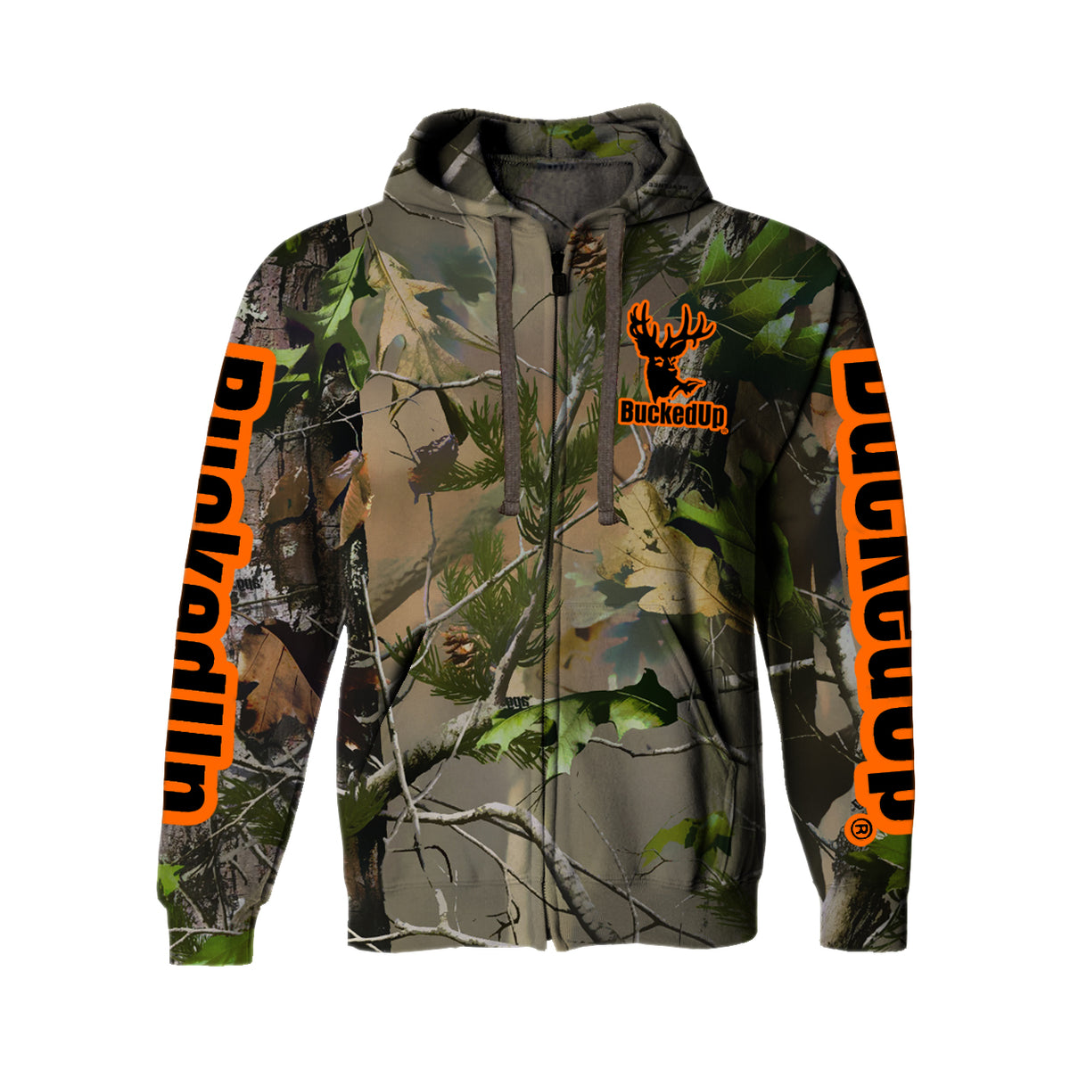 Zipper Hoodie BuckedUp® Realtree APG Camo with Classic BuckedUp® Logo - BuckedUp Apparel