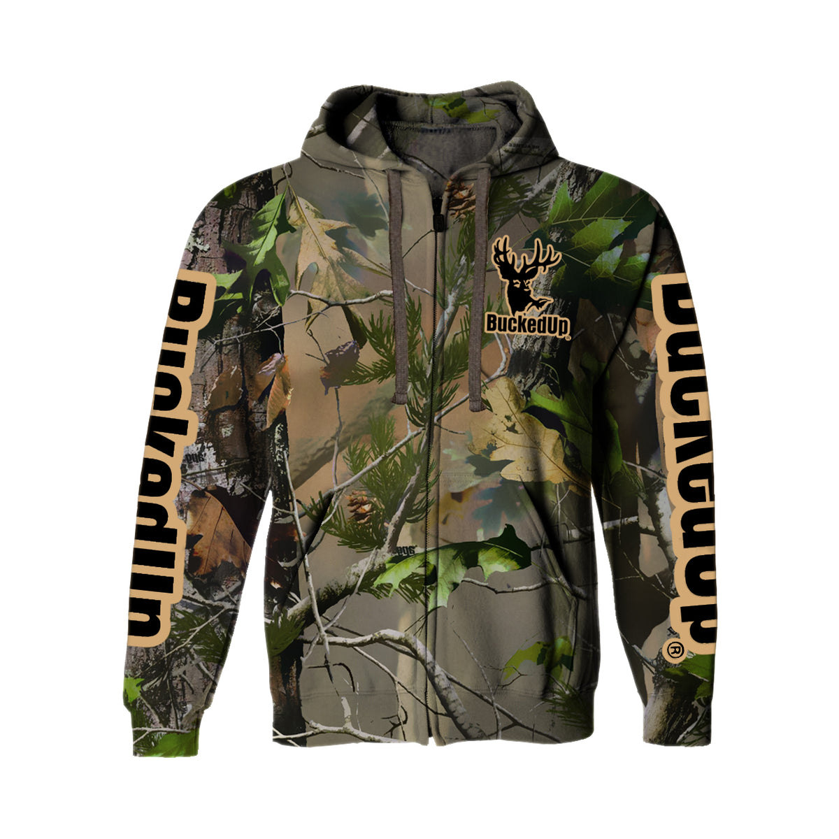 Zipper Hoodie BuckedUp® Realtree APG Camo with Classic BuckedUp® Logo - BuckedUp Apparel