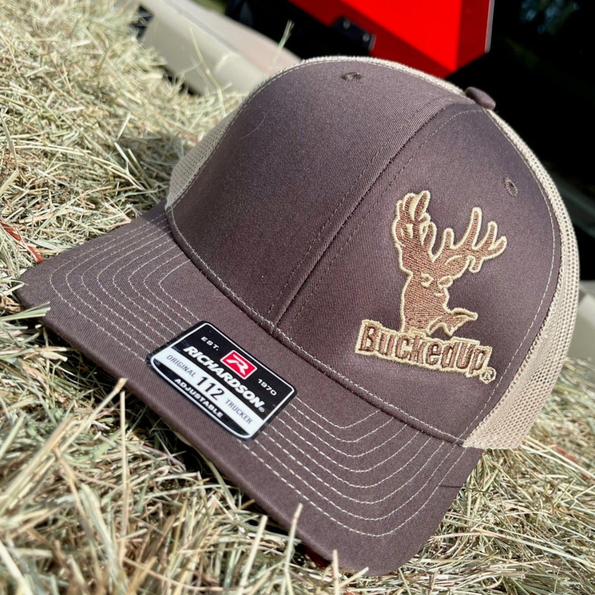 BuckedUp® Brown Logo Brown with Tan Mesh Snapback