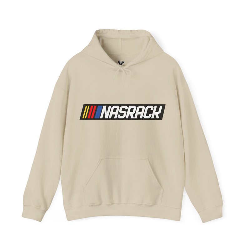 BuckedUp® "NASRACK" in White Letters Pullover Hoodie - BuckedUp Apparel