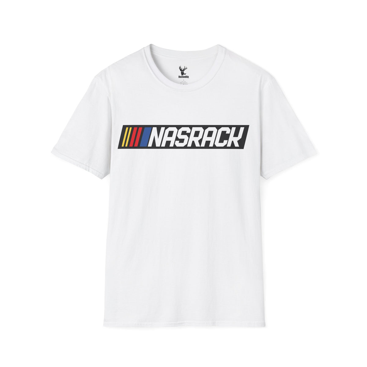 Short Sleeve BuckedUp® "NASRACK" in White Letters Softstyle T-Shirt - BuckedUp Apparel