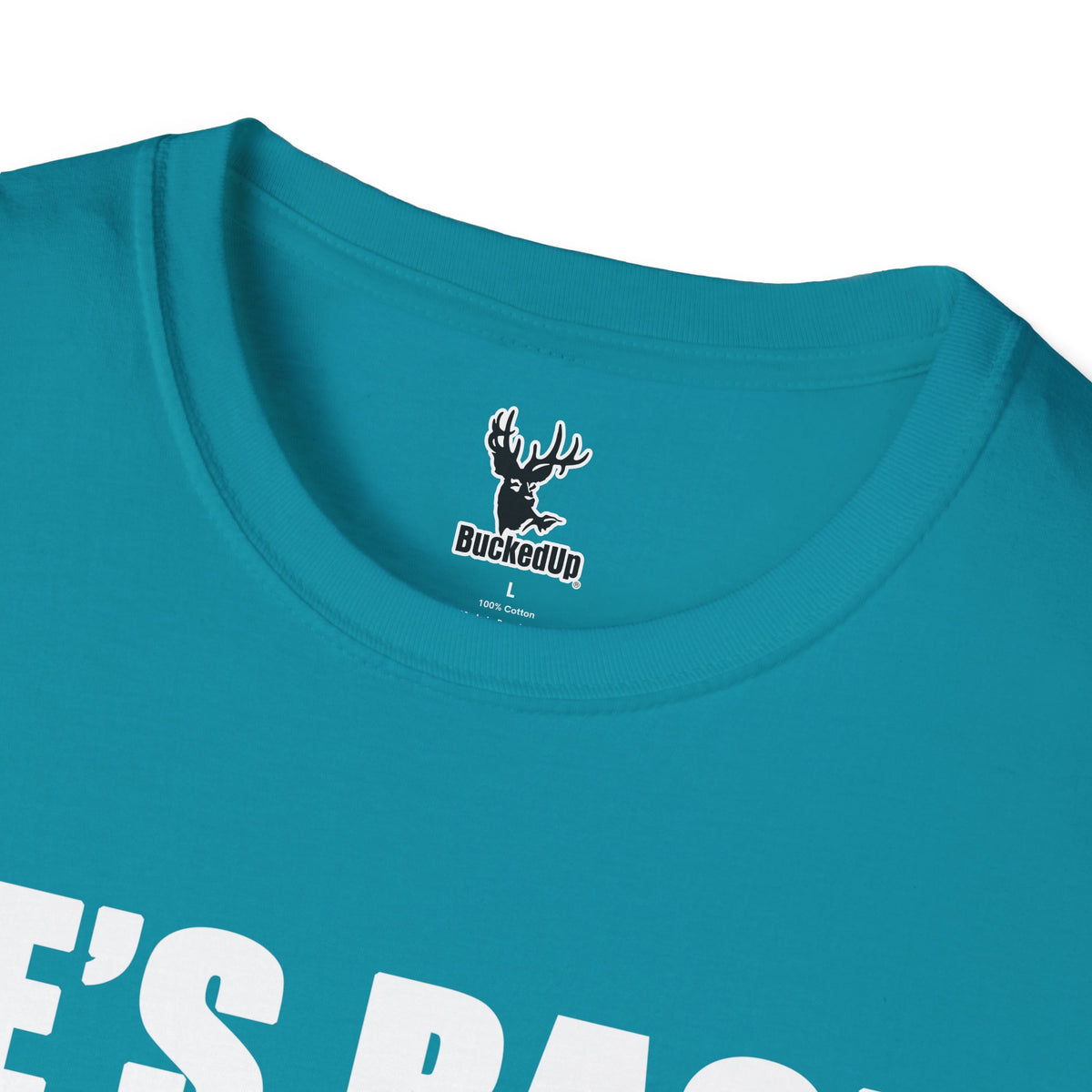 Short Sleeve BuckedUp® "He's Back!" in White Letters Softstyle T-Shirt - BuckedUp Apparel