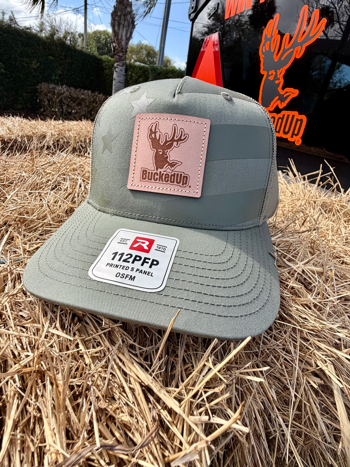 BuckedUp® Richardson Patch Tonal Stars and Strips Green with Green Mesh Snapback - BuckedUp Apparel