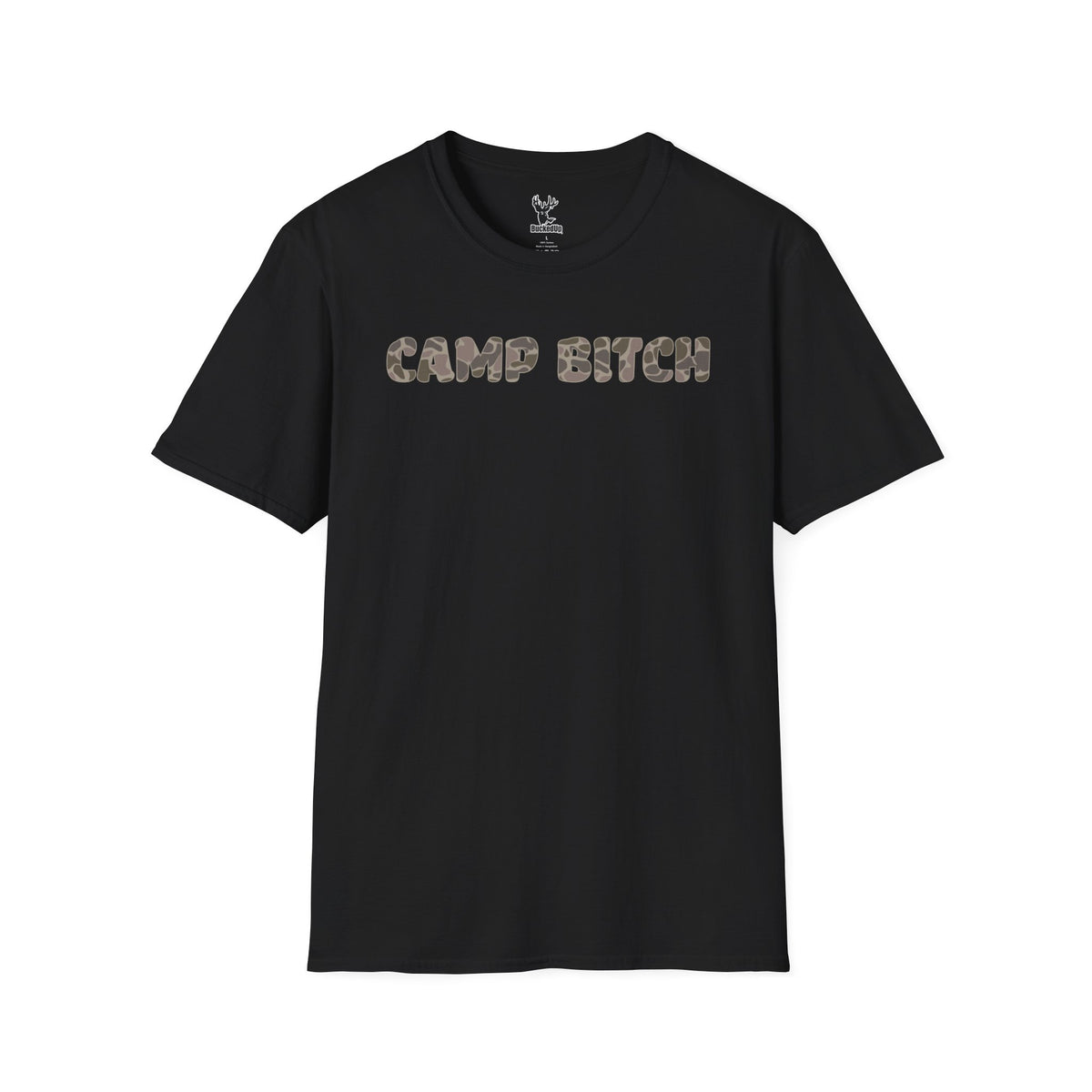 Short Sleeve BuckedUp® "Camp Bitch" Duck Buck Camo Softstyle T-Shirt