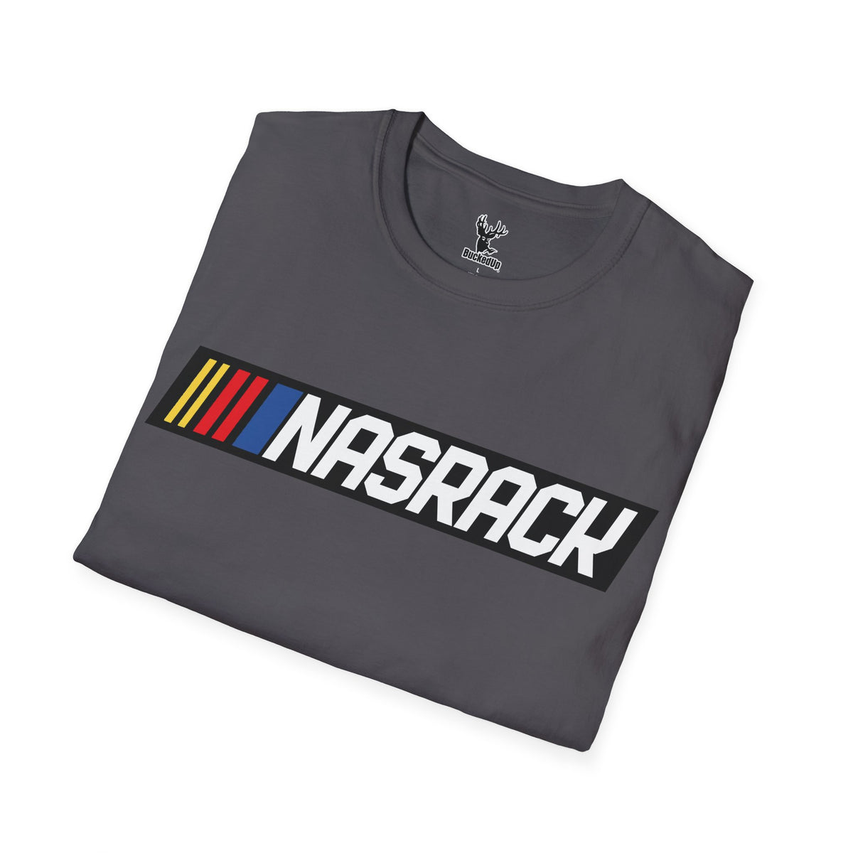Short Sleeve BuckedUp® "NASRACK" in White Letters Softstyle T-Shirt - BuckedUp Apparel