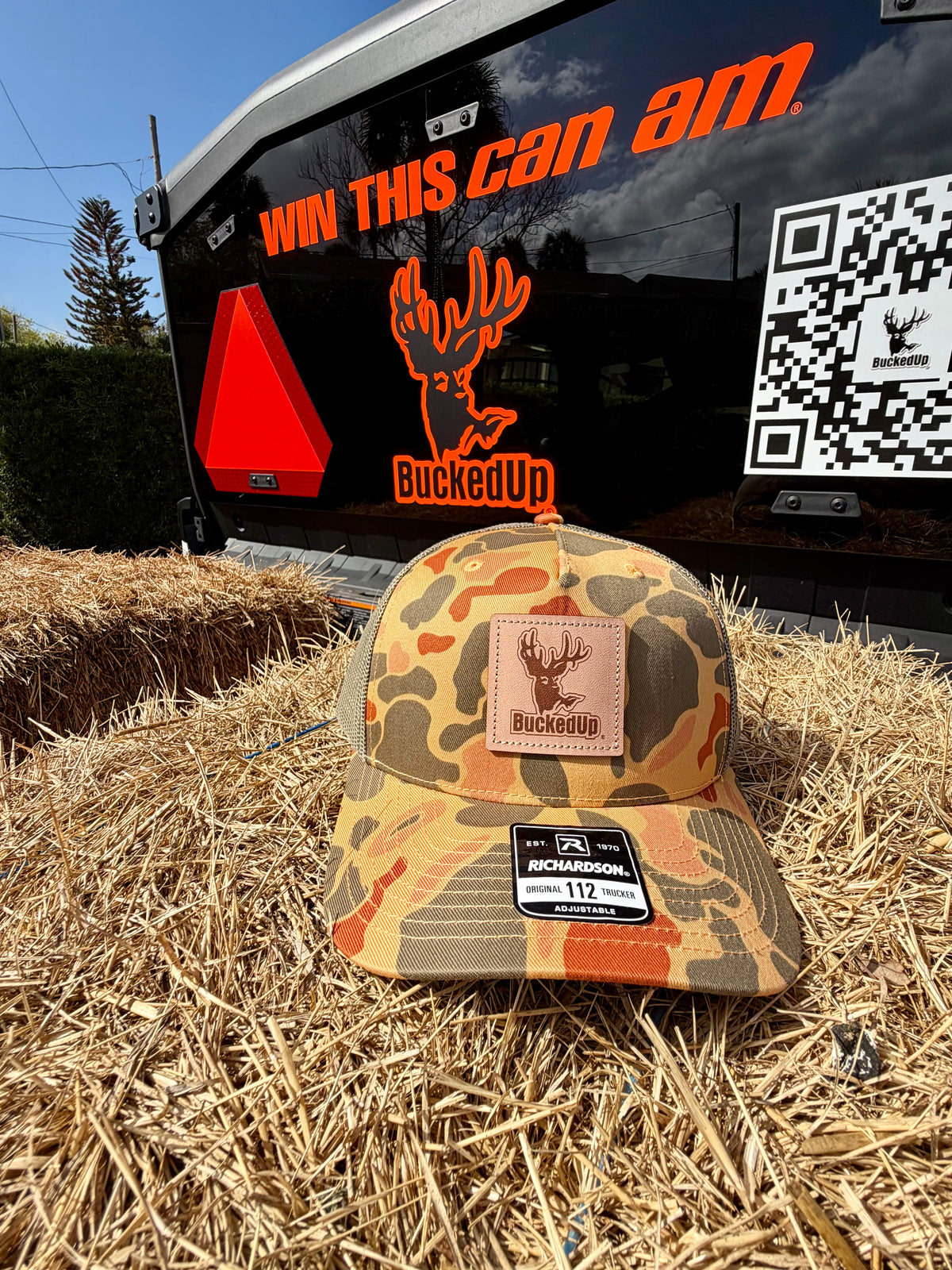 BuckedUp® Leather Patch Harvest Duck Camo with Green Mesh Snapback - BuckedUp Apparel