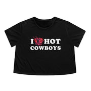 I Heart Hot Cowboys BuckedUp® Women's Flowy Cropped Tee