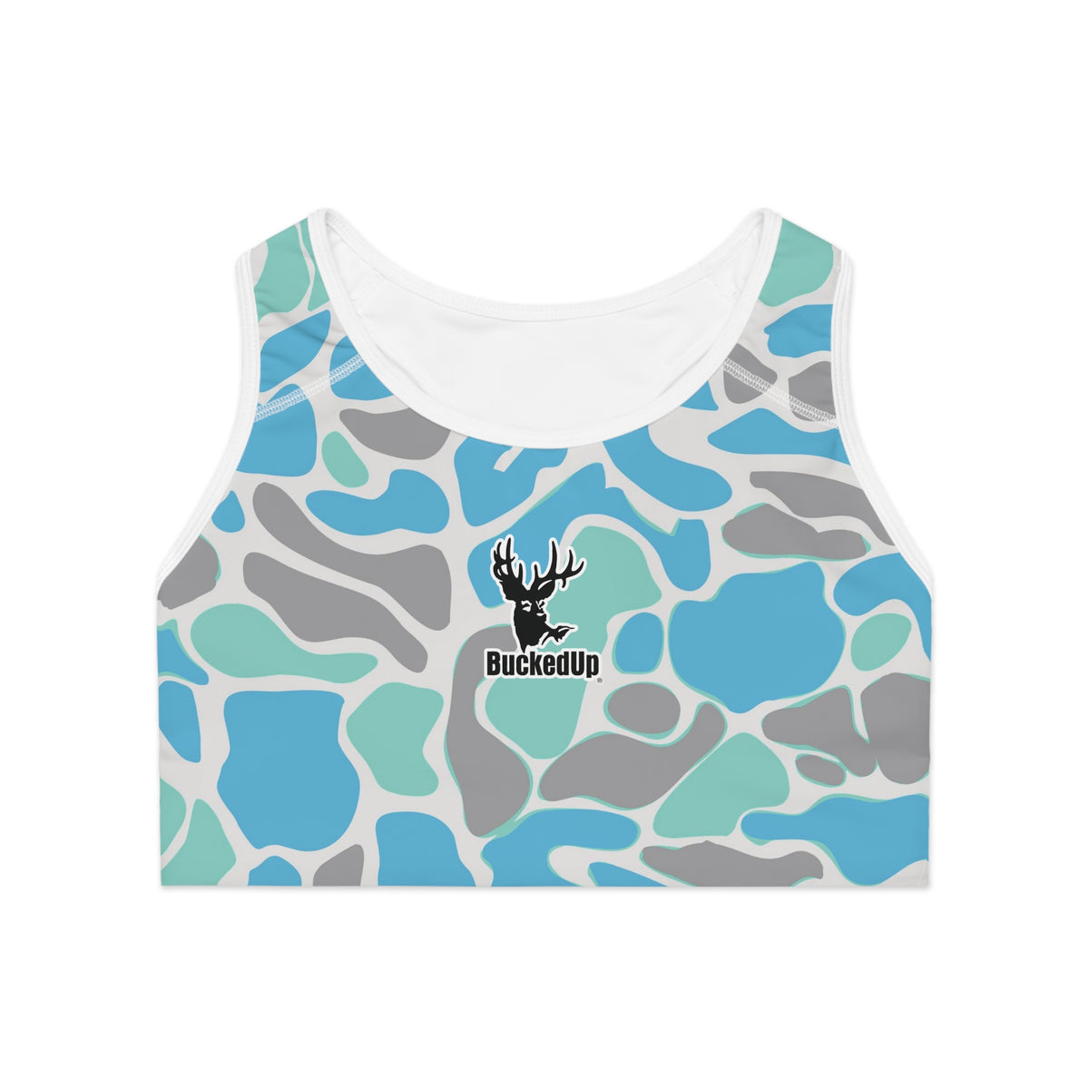 Teal Duck Camo BuckedUp Sports Bra