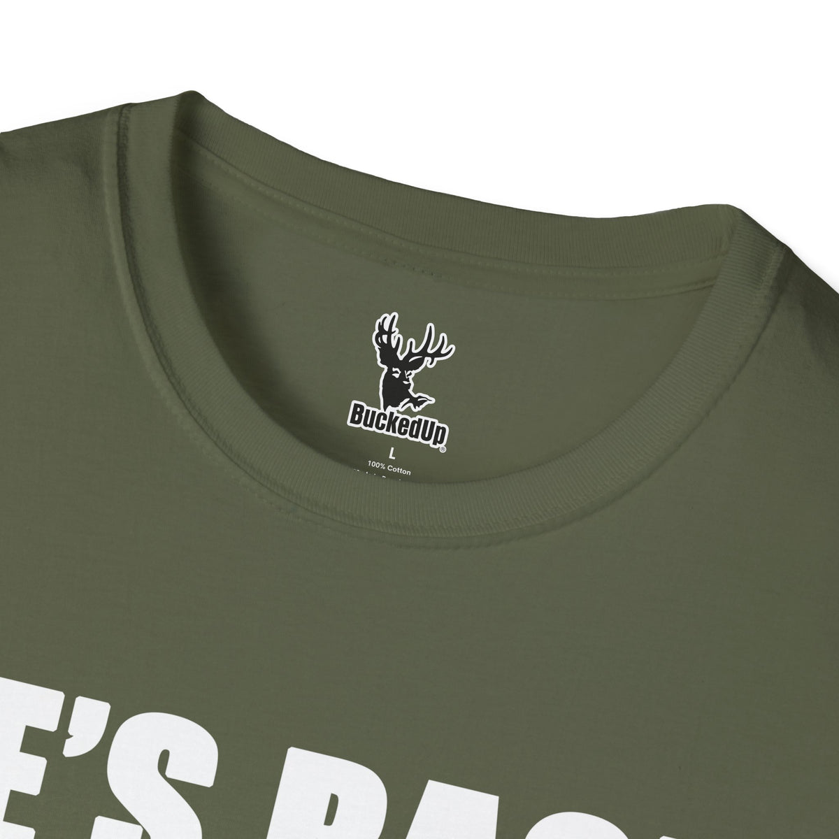 Short Sleeve BuckedUp® "He's Back!" in White Letters Softstyle T-Shirt - BuckedUp Apparel