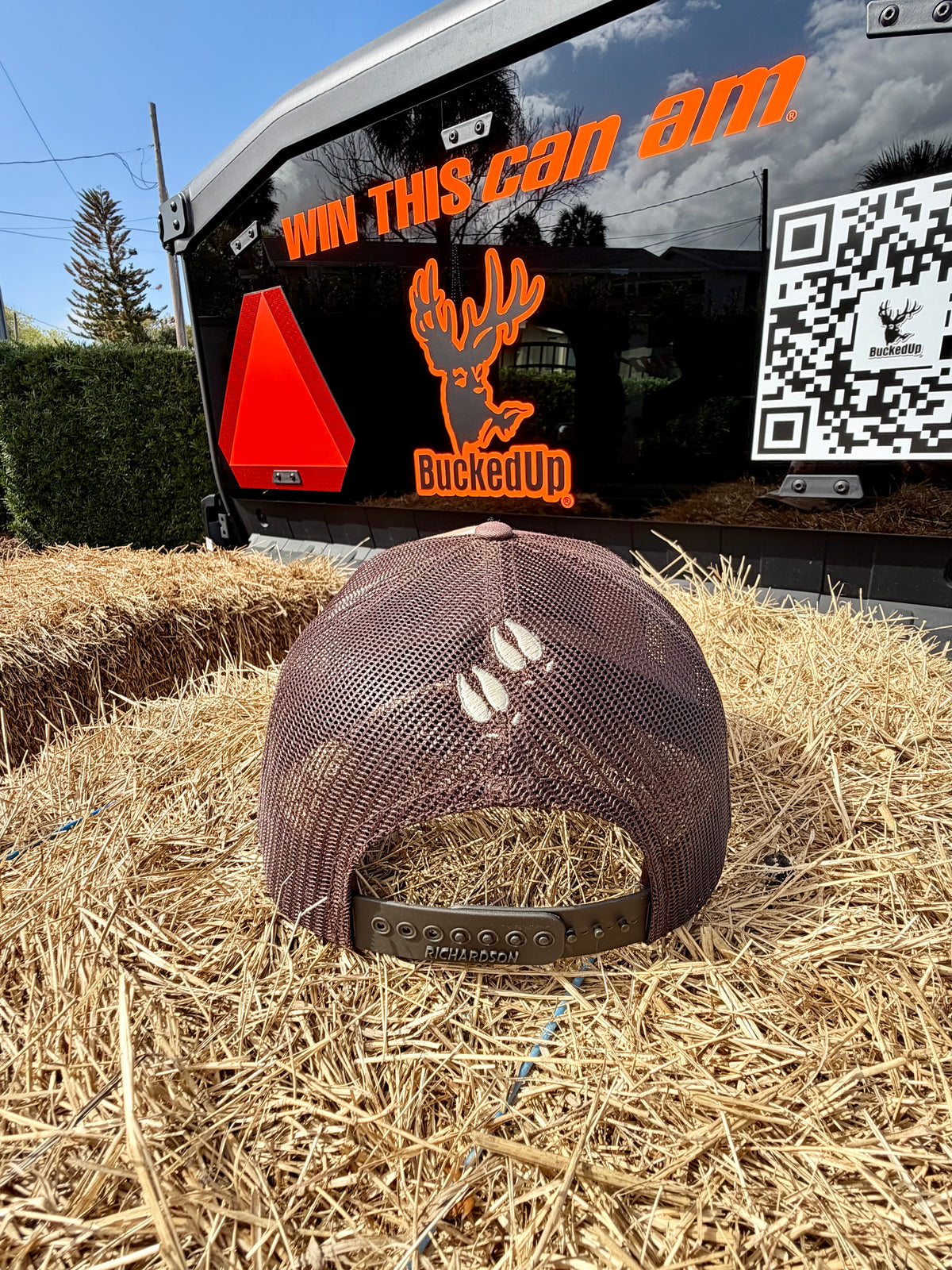 BuckedUp® Leather Patch Desert Camo with Brown Mesh Snapback - BuckedUp Apparel