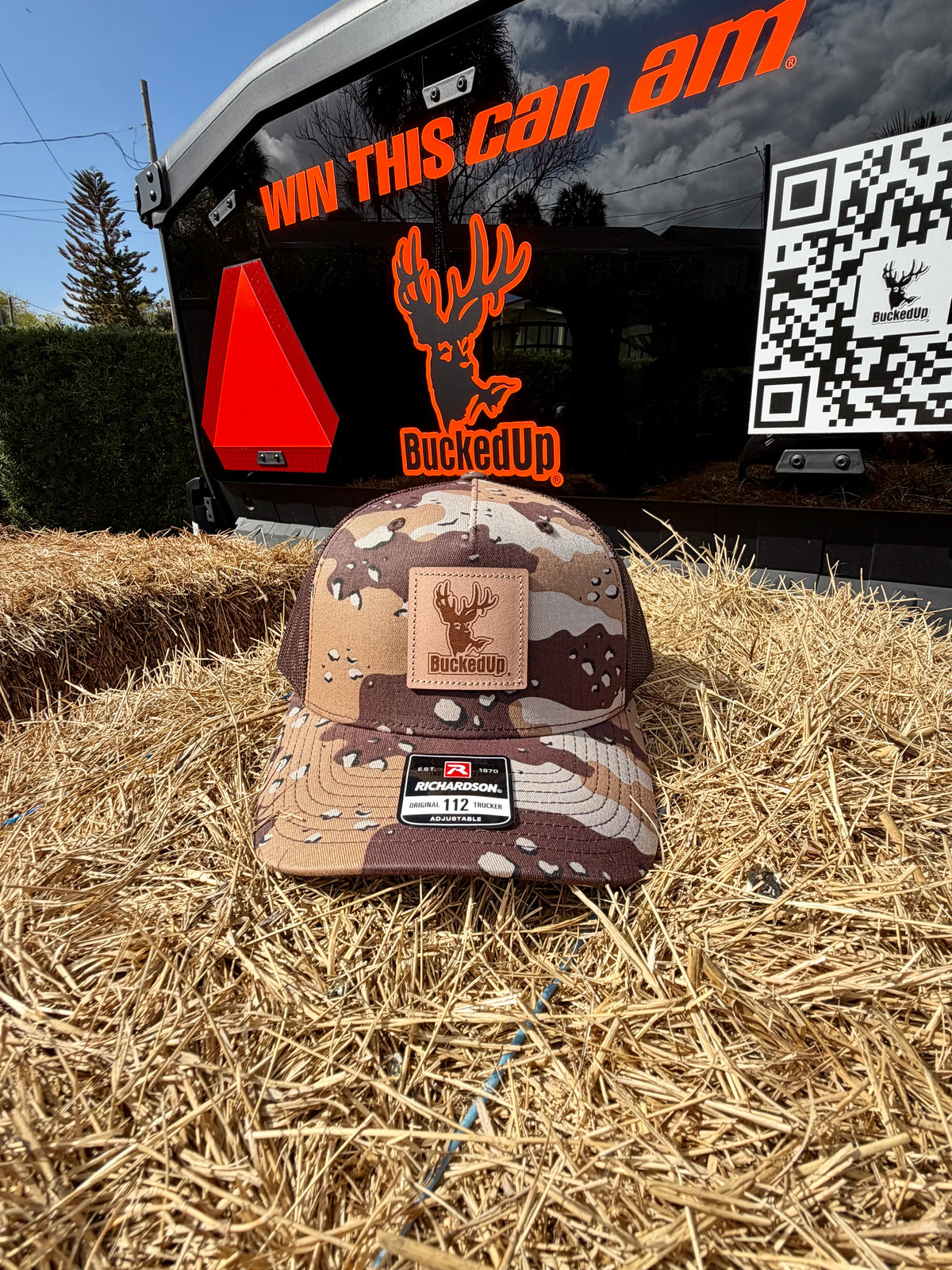 BuckedUp® Leather Patch Desert Camo with Brown Mesh Snapback - BuckedUp Apparel