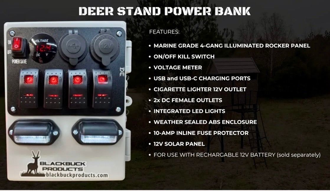 Blackbuck Products Deer Stand Power Bank with Solar Panel - BuckedUp Apparel