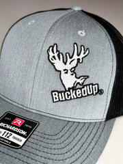 BuckedUp® Logo Heather Grey with Black Mesh Snapback