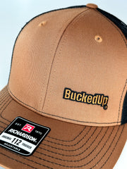 BuckedUp® Text in Camel and Black Mesh Snapback