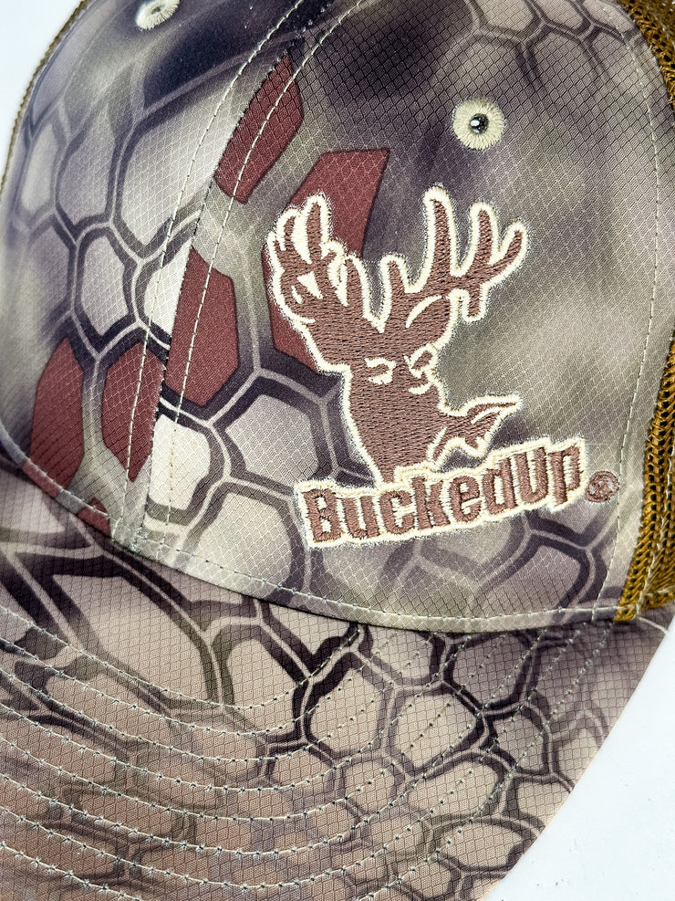 BuckedUp®  Kryptek Tan Logo with Tan Mesh Snapback