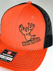 BuckedUp® Orange Logo Orange with Black Mesh Snapback