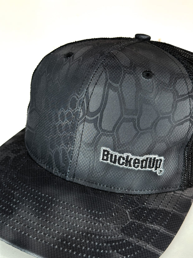 BuckedUp®  Kryptek Black Text with Black Mesh Snapback