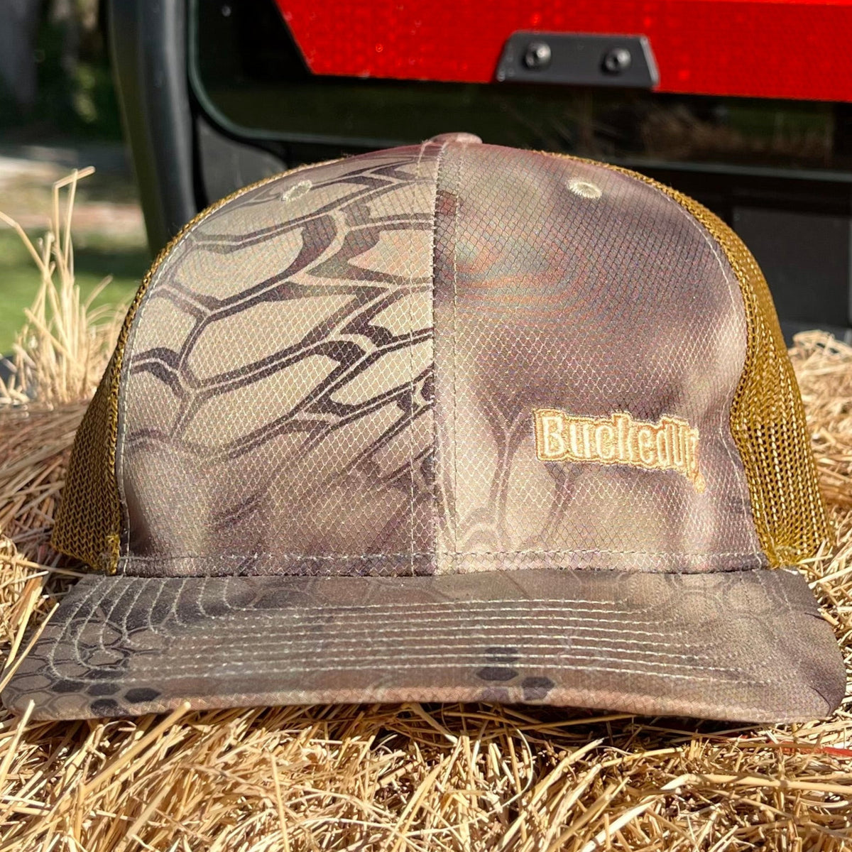 BuckedUp®  Kryptek Tan Text with Tan Mesh Snapback