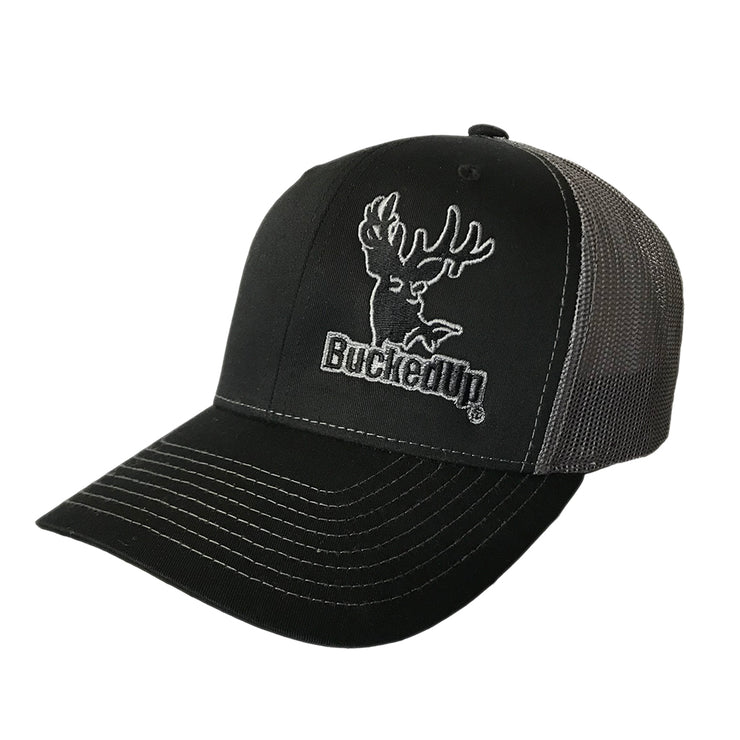 BuckedUp® Grey Logo Black with Grey Mesh Snapback