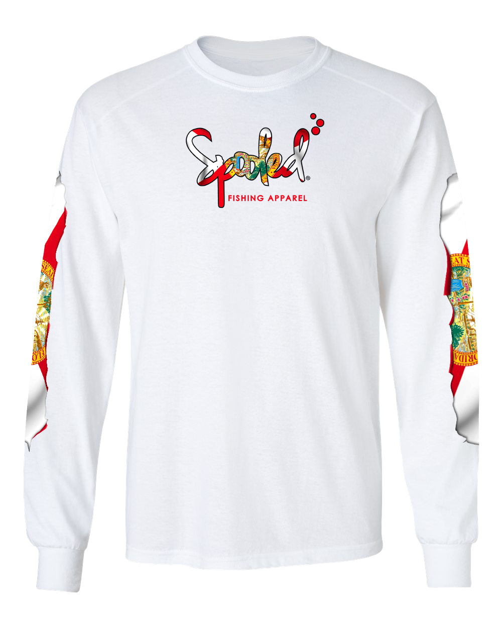 NEW Long Sleeve White with Spooled Florida Flag Logo SPF-30