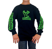 Youth Long Sleeve BuckedUp® Black with Green Logo