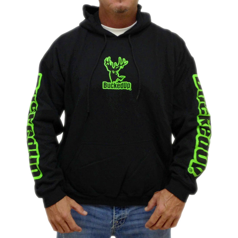 Pullover Hoodie - Black with Classic BuckedUp@ Logo - BuckedUp Apparel