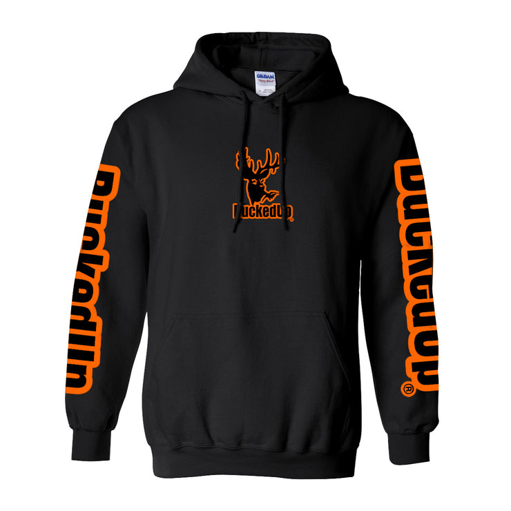 Youth Pullover Hoodie BuckedUp® Black with Orange Logo