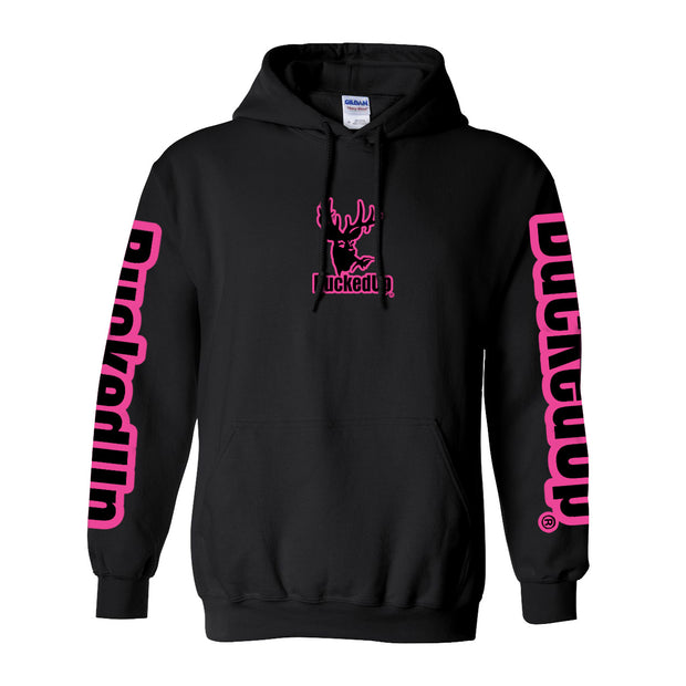 Youth Pullover Hoodie BuckedUp® Black with Pink Logo