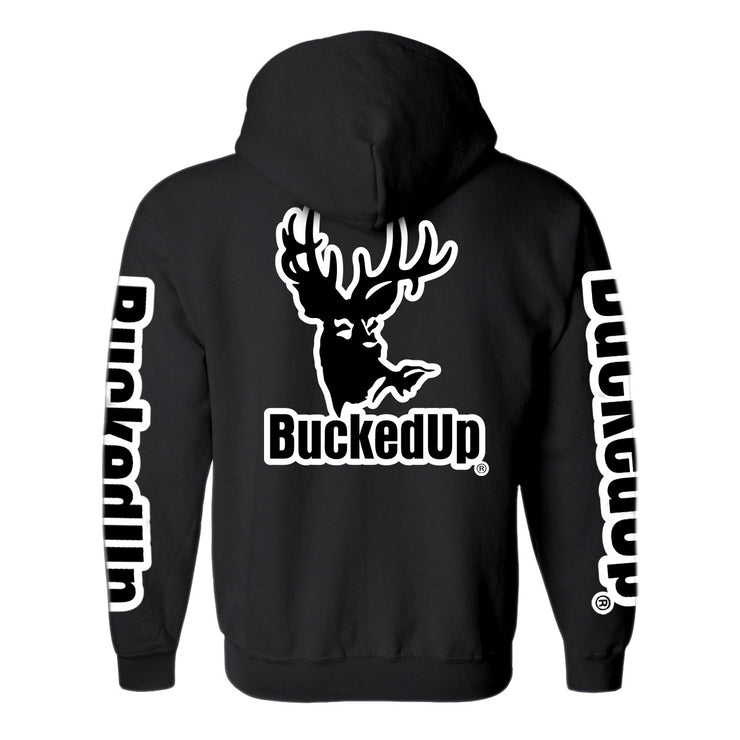 Pullover Hoodie - Black with White BuckedUp® Logo