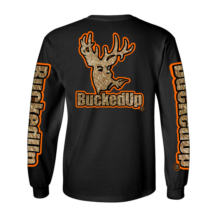 Long Sleeve Black with Buckskin BuckedUp® Logo